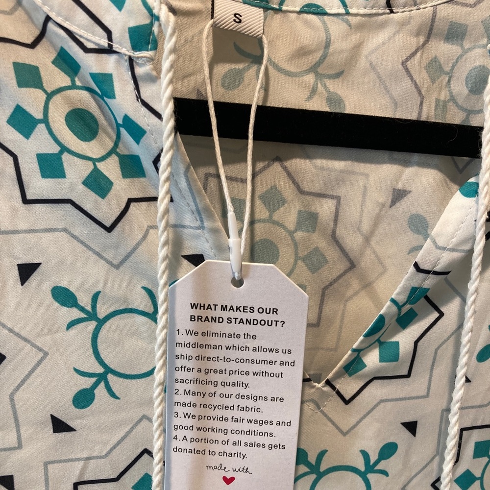 Made with Love Boutique Maxi Dress Cottagecore Blue Print Half Sleeve Small - Picture 6 of 6